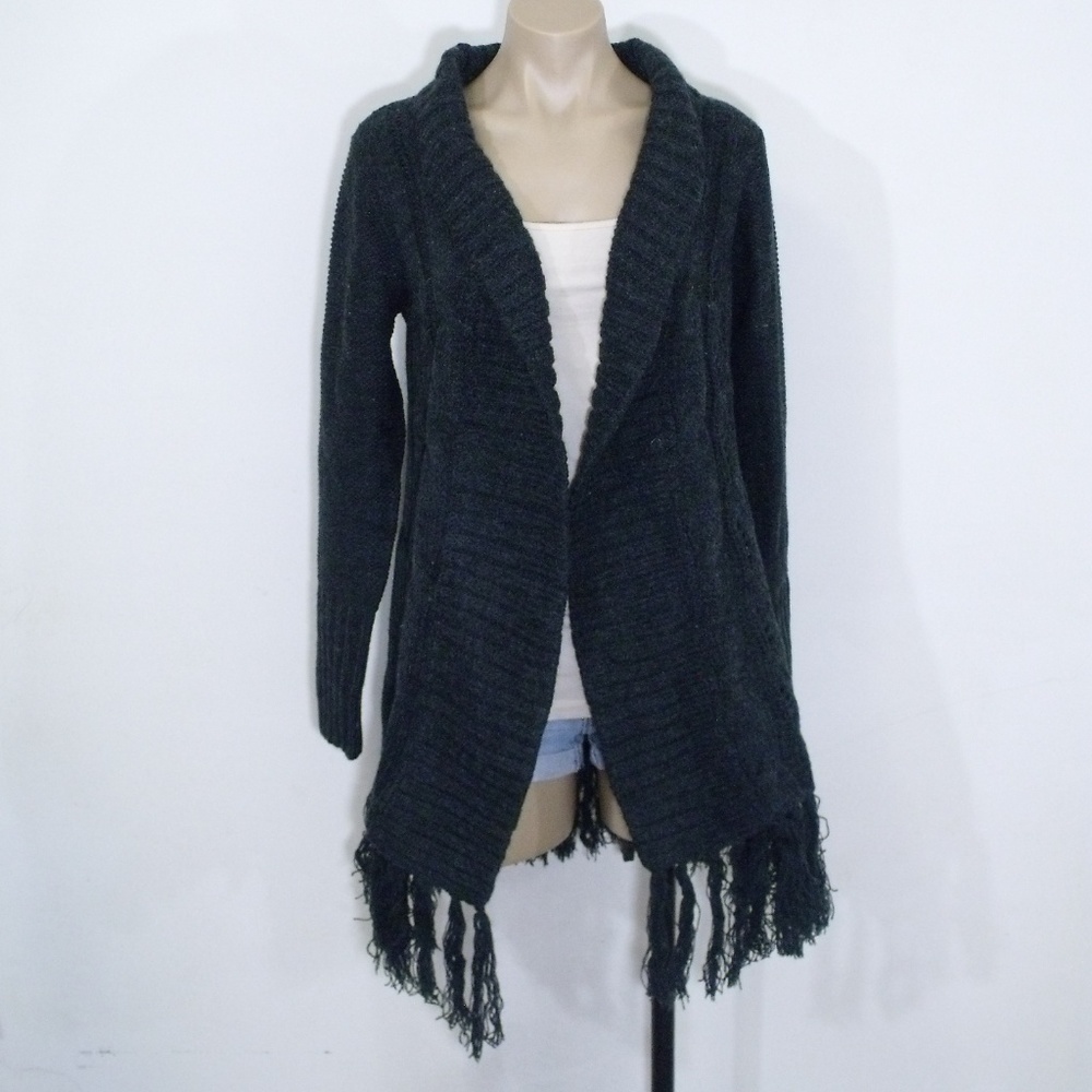 Dex Charcoal Gray Open Front Cardigan
